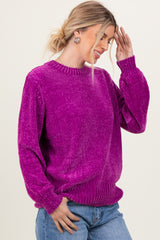 Magenta Chenille Knit Sweater