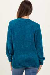 Teal Chenille Knit Maternity Sweater