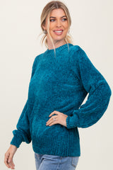 Teal Chenille Knit Sweater