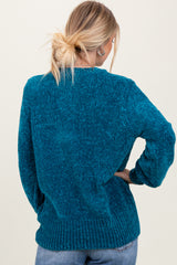 Teal Chenille Knit Sweater