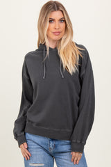 Black French Terry Hooded Maternity Sweatshirt