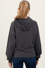 Black French Terry Hooded Maternity Sweatshirt