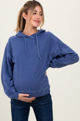 Blue French Terry Hooded Maternity Sweatshirt