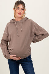 Mocha French Terry Hooded Maternity Sweatshirt