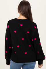 Black Heart Print Oversized Maternity Sweater