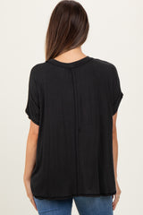 Black Flutter Sleeve Maternity Top