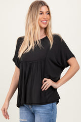 Black Flutter Sleeve Top