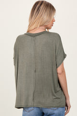 Light Olive Flutter Sleeve Top