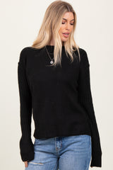 Black Raised Seam Long Sleeve Maternity Sweater