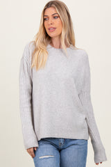 Heather Grey Long Sleeve Raised Seam Maternity Sweater