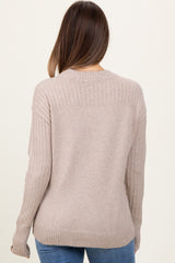 Beige Long Sleeve Raised Seam Maternity Sweater