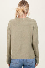 Light Olive Long Sleeve Raised Seam Sweater