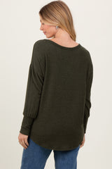 Olive Premium Basic Cuffed Loose Fit Top