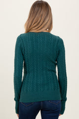 Hunter Green Long Sleeve Cable Patterned Maternity Sweater Knit Top