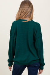 Hunter Green Notched Neck Oversized Maternity Sweater Knit Top