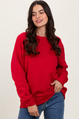 Red Pullover Maternity Terry Crewneck