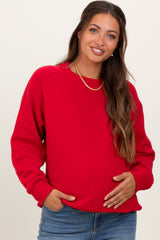 Red Pullover Maternity Terry Crewneck