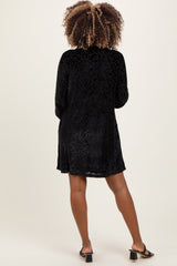 Black Velvet Damask Print Long Sleeve Maternity Mini Dress