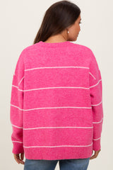 Pink Striped Drop Shoulder Maternity Sweater