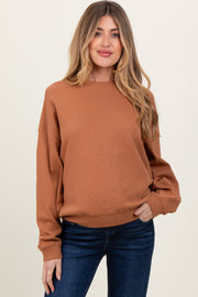 Camel Waffle Knit Maternity Pullover