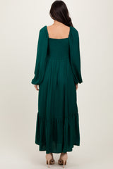 Emerald Bow Satin Maxi Dress