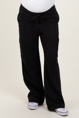 Black Cargo Pocket Straight Leg Maternity Sweatpants