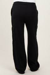 Black Cargo Pocket Straight Leg Maternity Sweatpants