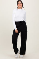 Black Cargo Pocket Straight Leg Maternity Sweatpants