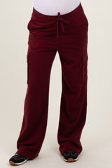 Burgundy Cargo Pocket Straight Leg Maternity Sweatpants