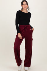 Burgundy Cargo Pocket Straight Leg Sweatpants