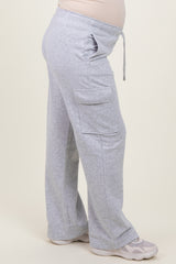 Heather Grey Cargo Pocket Straight Leg Maternity Sweatpants