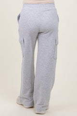 Heather Grey Cargo Pocket Straight Leg Maternity Sweatpants