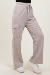 Light Taupe Cargo Pocket Straight Leg Sweatpants