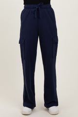 Navy Cargo Pocket Straight Leg Sweatpants