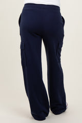 Navy Cargo Pocket Straight Leg Maternity Sweatpants