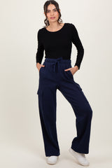 Navy Cargo Pocket Straight Leg Maternity Sweatpants