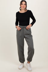 Olive Drawstring Relaxed Fit Maternity Sweatpants