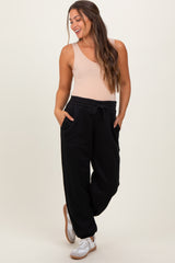 Black Drawstring Relaxed Fit Maternity Sweatpants