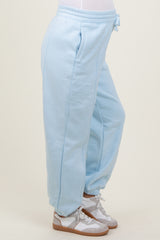 Light Blue Drawstring Relaxed Fit Maternity Sweatpants