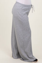 Heather Grey Wide Leg Drawstring Maternity Sweatpants