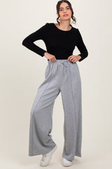 Heather Grey Wide Leg Drawstring Maternity Sweatpants