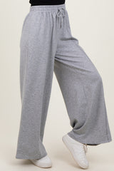 Heather Grey Wide Leg Drawstring Sweatpants