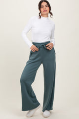 Light Olive Exposed Seam Wide Leg Sweatpants