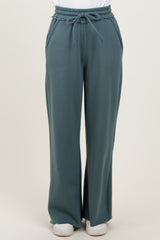 Light Olive Exposed Seam Wide Leg Sweatpants