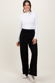 Black Exposed Seam Wide Leg Sweatpants