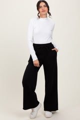 Black Exposed Seam Wide Leg Sweatpants