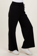 Black Exposed Seam Wide Leg Sweatpants