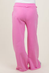 Pink Exposed Seam Wide Leg Maternity Sweatpants