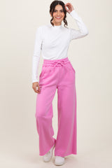 Pink Exposed Seam Wide Leg Sweatpants