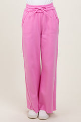 Pink Exposed Seam Wide Leg Sweatpants